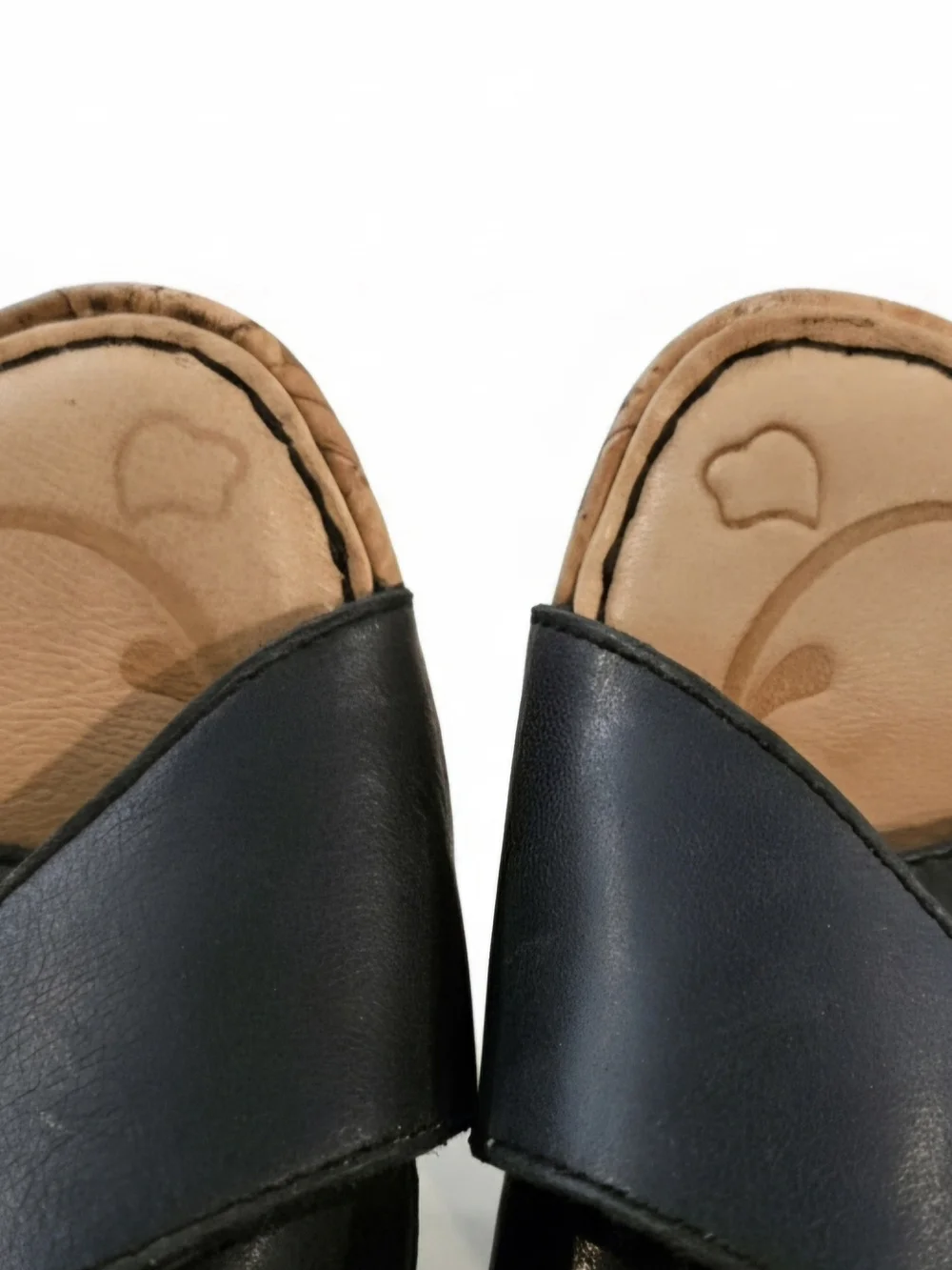 Born Black Leather Crisscross Wedge Sandals